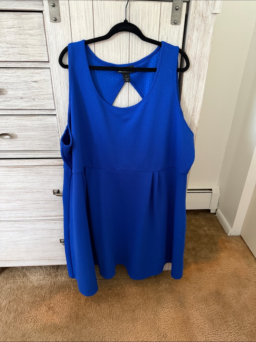 Lane Bryant Bold Blue Sleeveless Midi Dress with Back Keyhole